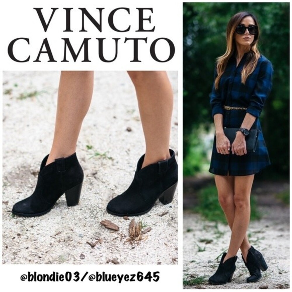 Vince Camuto “VC Hillsy” black Tumbled Buff Goat ankle boots 10M